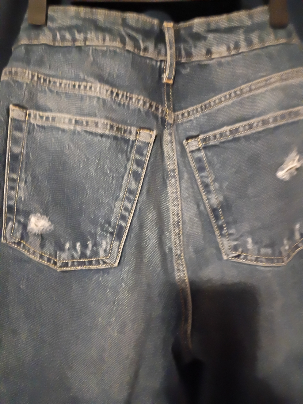 AllSaints High-Rise Washed Blue Distressed Jeans